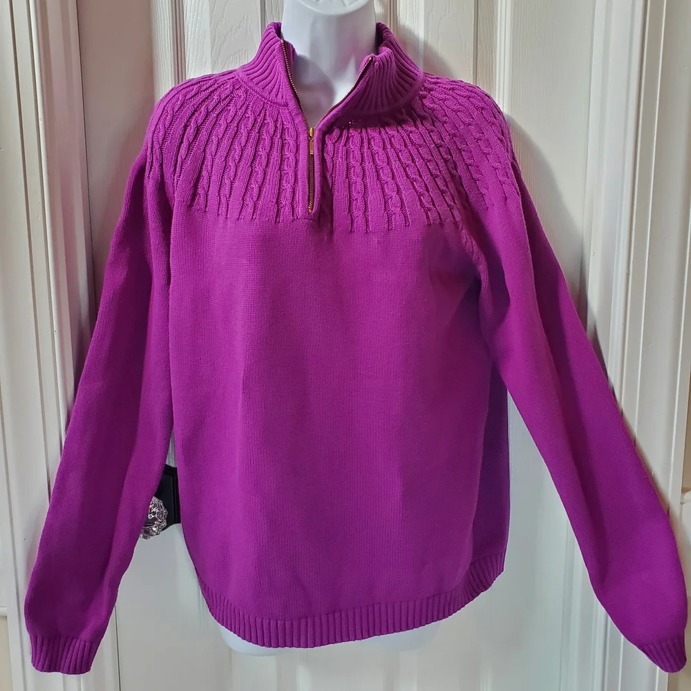 Lands' End - Ladies - Drifter - Quarter Zip - Pullover Sweater - Sz. L